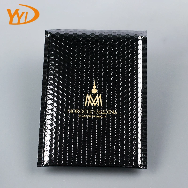 Custom Envelope Black shinny metallic bubble mailers printed logo poly mailer bag Aluminum Foil Bubble Envelope