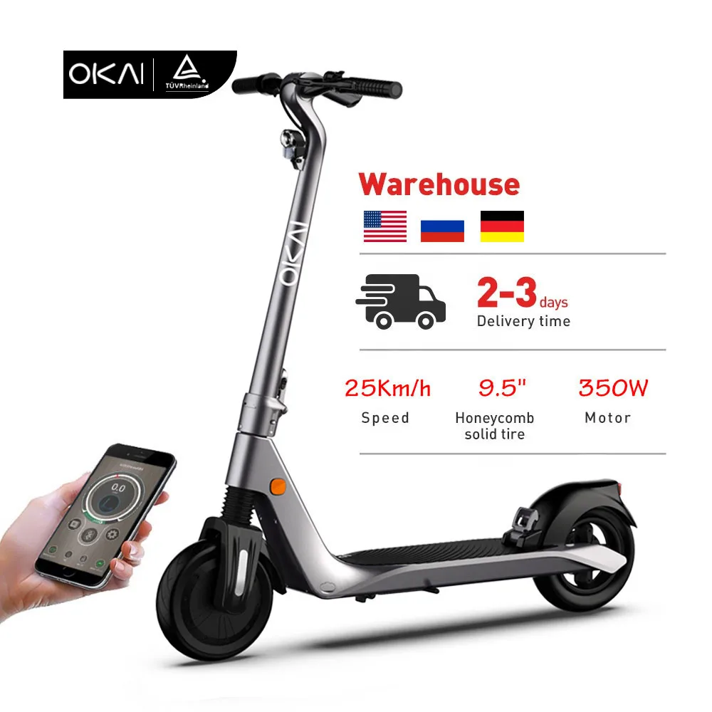 
Okai US/EU warehouse stock city commutecity ultra light scooter foldable portable electric scooter with buleteeth 