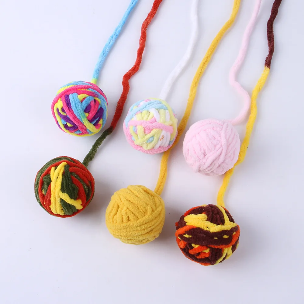 Pet products cat funny relieve boredom chew tease cat toy ball bell color wool ball