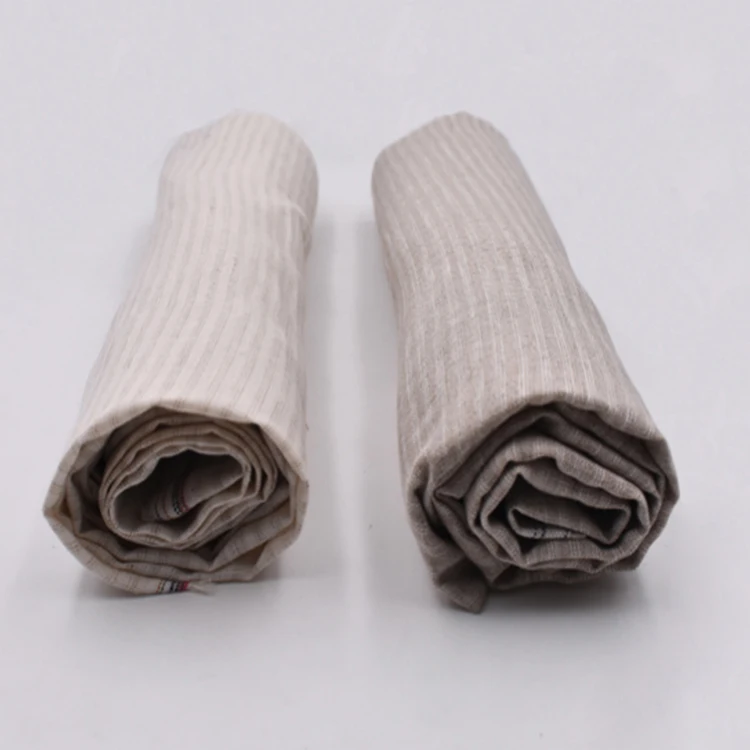 Linen fabric manufacturers wholesale italian french woman man shirting soft flax fabrics yarn dyed stripe linen fabric for dress