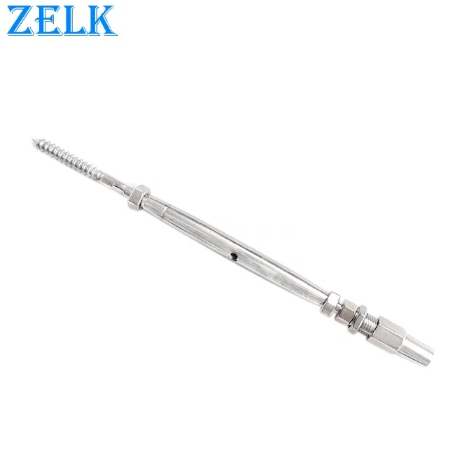 AISI304 316 Stainless Steel Lag Screw End Swageless Closed Body Turnbuckle With  Quick Attach Terminal
