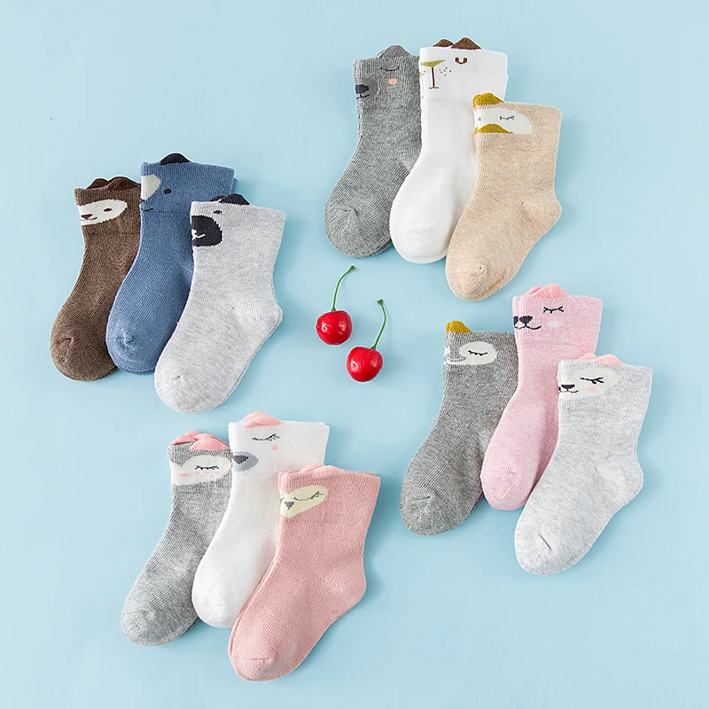 
Spring Autumn New Fashion Newborn Baby Thin Section Long Tube Lovely Animals Cotton Kid Soft Cartoon Elastic Baby Socks 