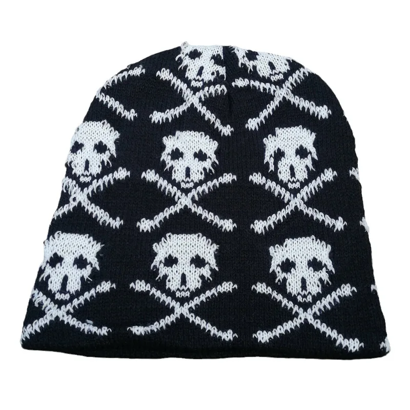New European and American Ghost Jacquard Knitted Hat for Men and Women, Wholesale Y2K Pirate Skull Hat