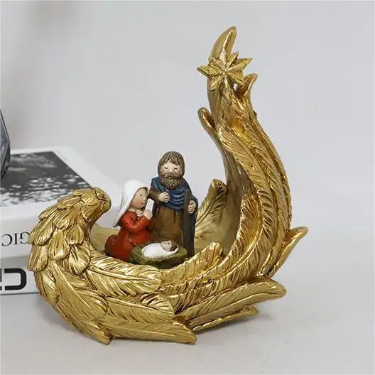 Resin Craft Ornament Religious Catholic Sacred Nativity Baptism Gifts Holy Family Jesus Statue Christ Birth Figurines