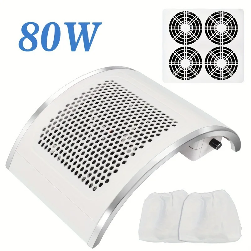 Nail Dust Collector with Hand Rest 80W Strong Professional Vacuum Extractor Powerful Nails Suction Fan Manicure Machine