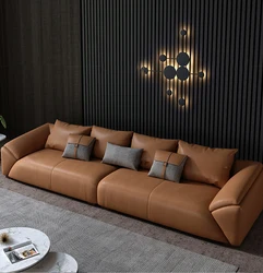 YASITE Modern ModularTop Grain Italian Corner Sectional Leather Sofa Set With Low Armrest