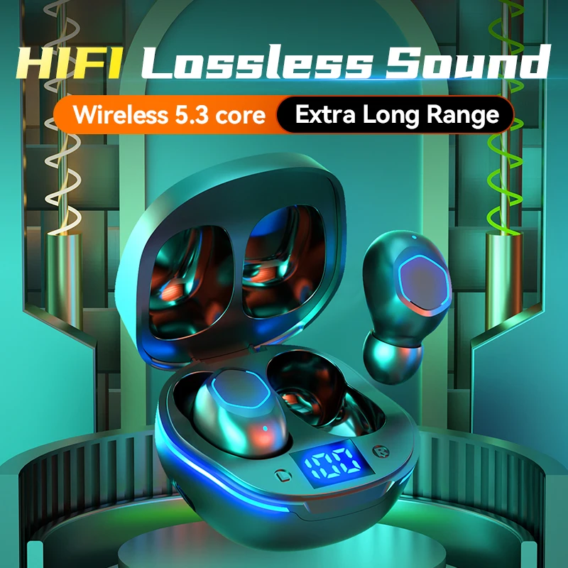 Ultra-Long Battery Noise Cancelling Over-Ear Headphones Digital Display Wireless Earbuds LED Battery Indicator Bluetooth V5.3 JL