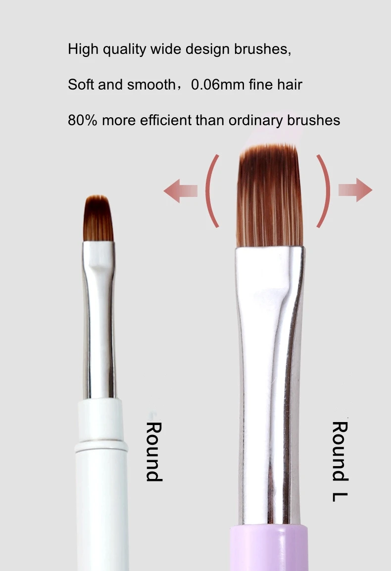 Professional Manicurist Tool Double Sides Nail Painting Brushes Metal Handle Brush Gradual Color Brushes For Nail Art Salon