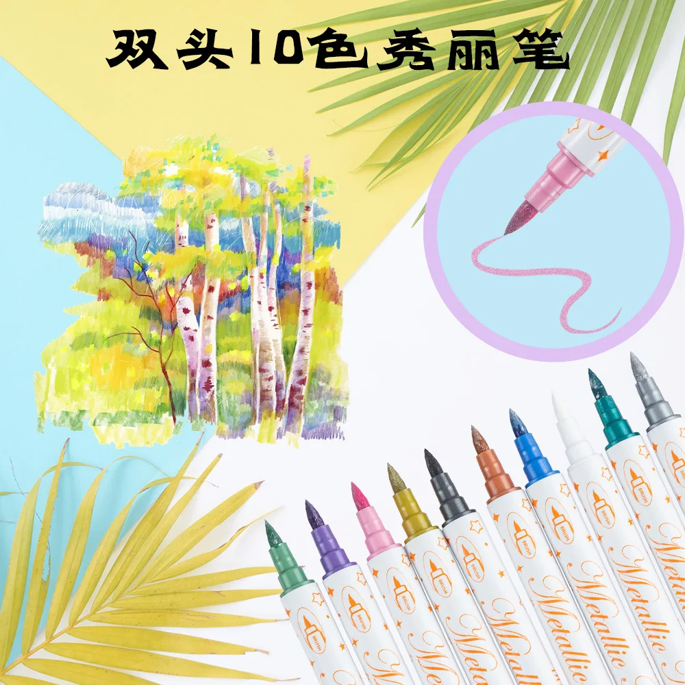 BESTLINE Waterproof Creativity Pen Nail Art DIY Pen Girl Gift Acrylic Paint Marker Fiber Nib Rich Colors Easy Clean Double Head