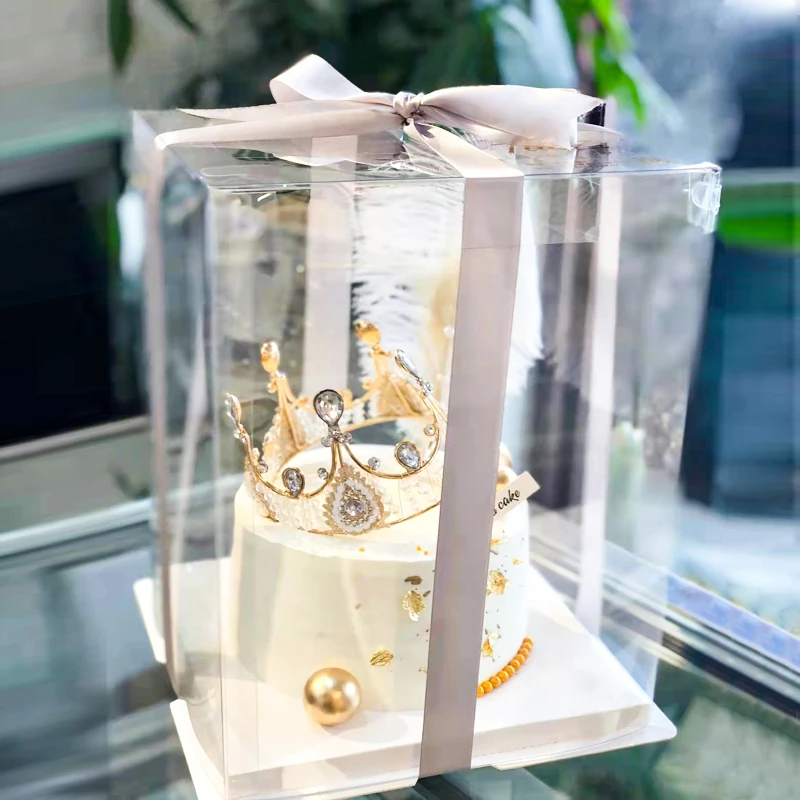 High Quality Cake Packing Box Transparent Packaging Cake Boxes Birthday Pvc Plastic Cake Gift Box