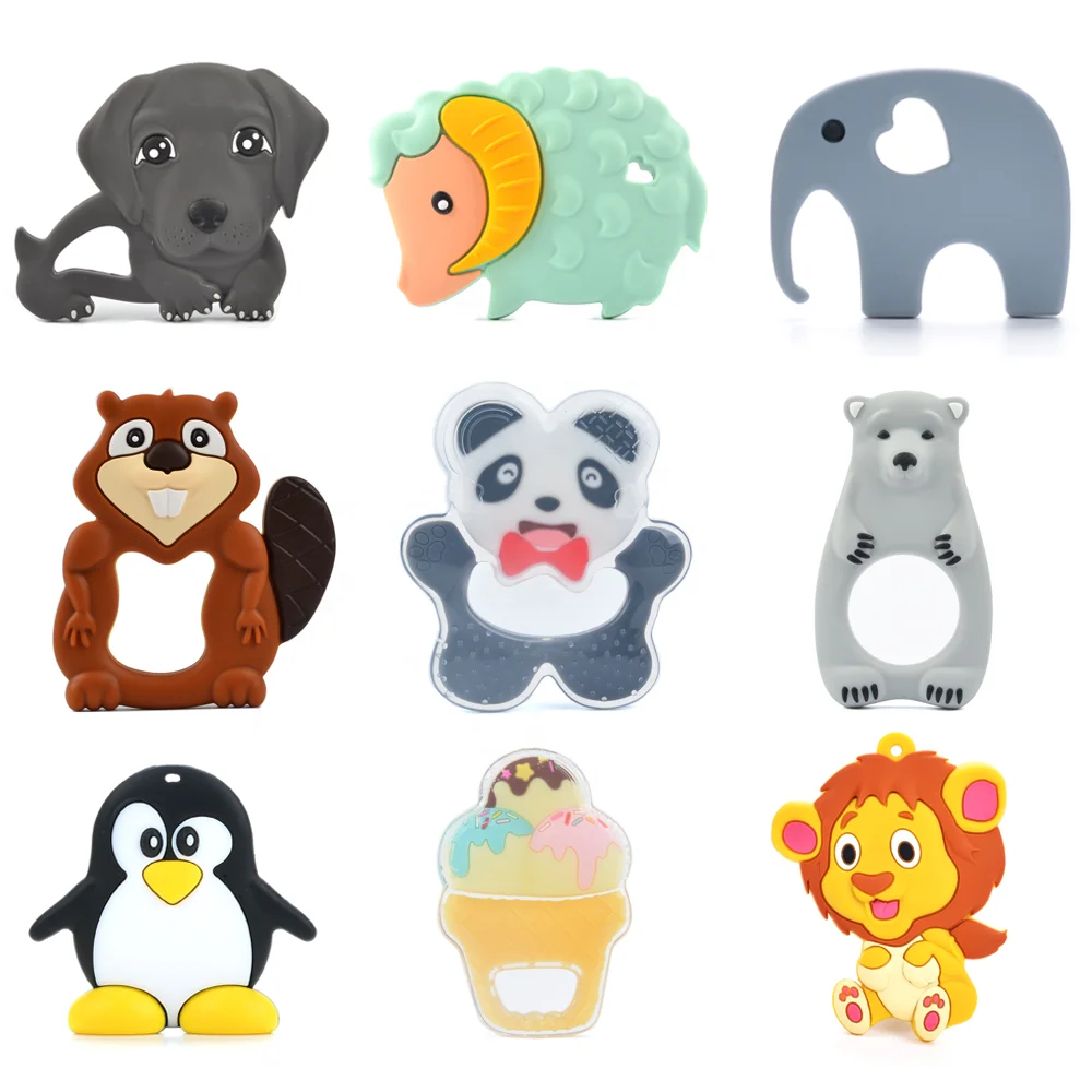 Wholesale 100%Food Grade Silicone Baby Chewable Teething Teether BPA Free Cute Silicone Rainbow Teether for Baby Teething