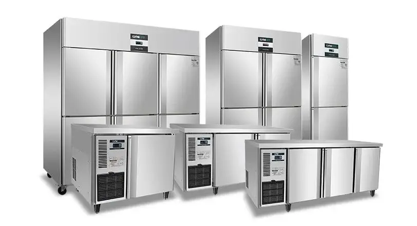 Commercial Kitchen 2 Door Vertical Stainless Steel Freezer Stand Up Freezer Upright Top Freezer For Kitchen