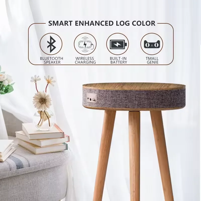 2024 Hot factory selling smart side coffee table wireless bluetooth with phone charging music table for indoor home furniture