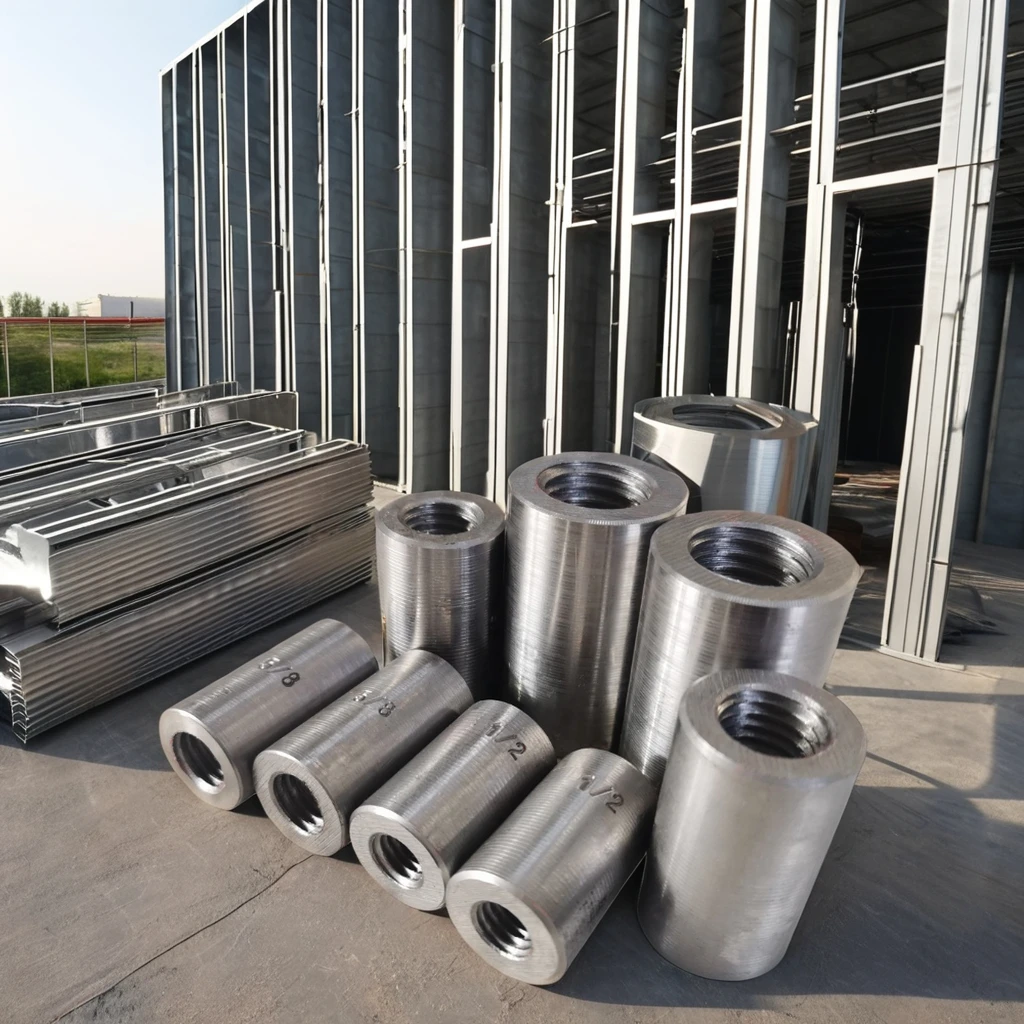 Modern Style Bolted Rebar Coupler 14-40mm Carbon Steel Reinforcing Bar Coupler Industrial Building Office Use Polished Finish