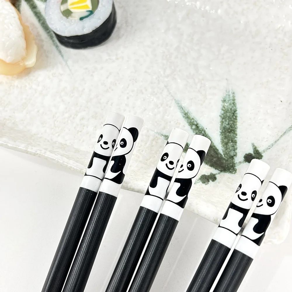 alloy chopsticks black and white panda cute cartoon kids chopsticks eco friendly safety chopstick
