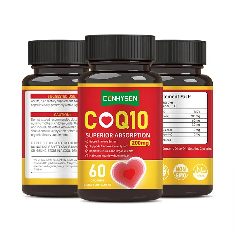 Private Label Heart Health And Maintain Bloods Pressure Cellular Energy Dietary Supplement COQ10 Capsules