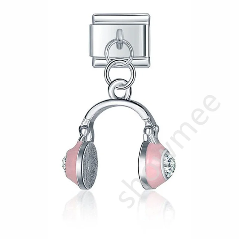 New Product Italian  Charm Stainless Steel   Evil  Music Headset Moon Book EyePendant Italian  Charm Bracelet