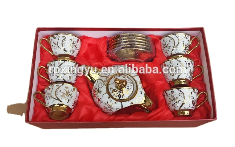 tea cup and saucer wholesale, gold plate supplier, porcelain tea set
