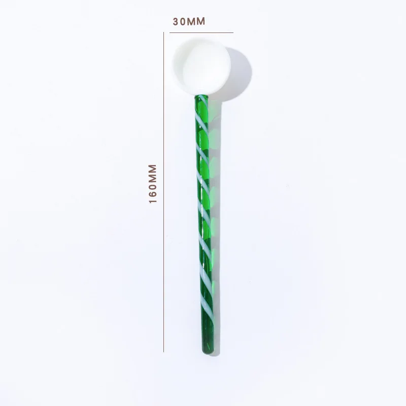 Clear and colorful glass spoon heat resistant stirring rod for coffee tea milk party home bar wedding