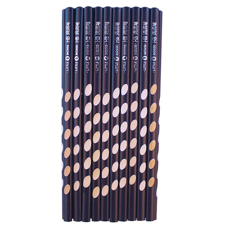 Personalized School HB Triangle Shape Custom Logo Students Writing Correction HB Grip Hole Pencils