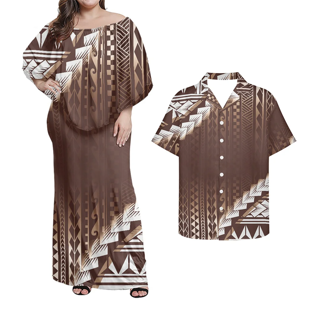 Factory Wholesale Price Designer Polynesian Tribal Pattern Brand Long Sleeve Tight Fitting Dress Sexy Female Office Dresses 2022