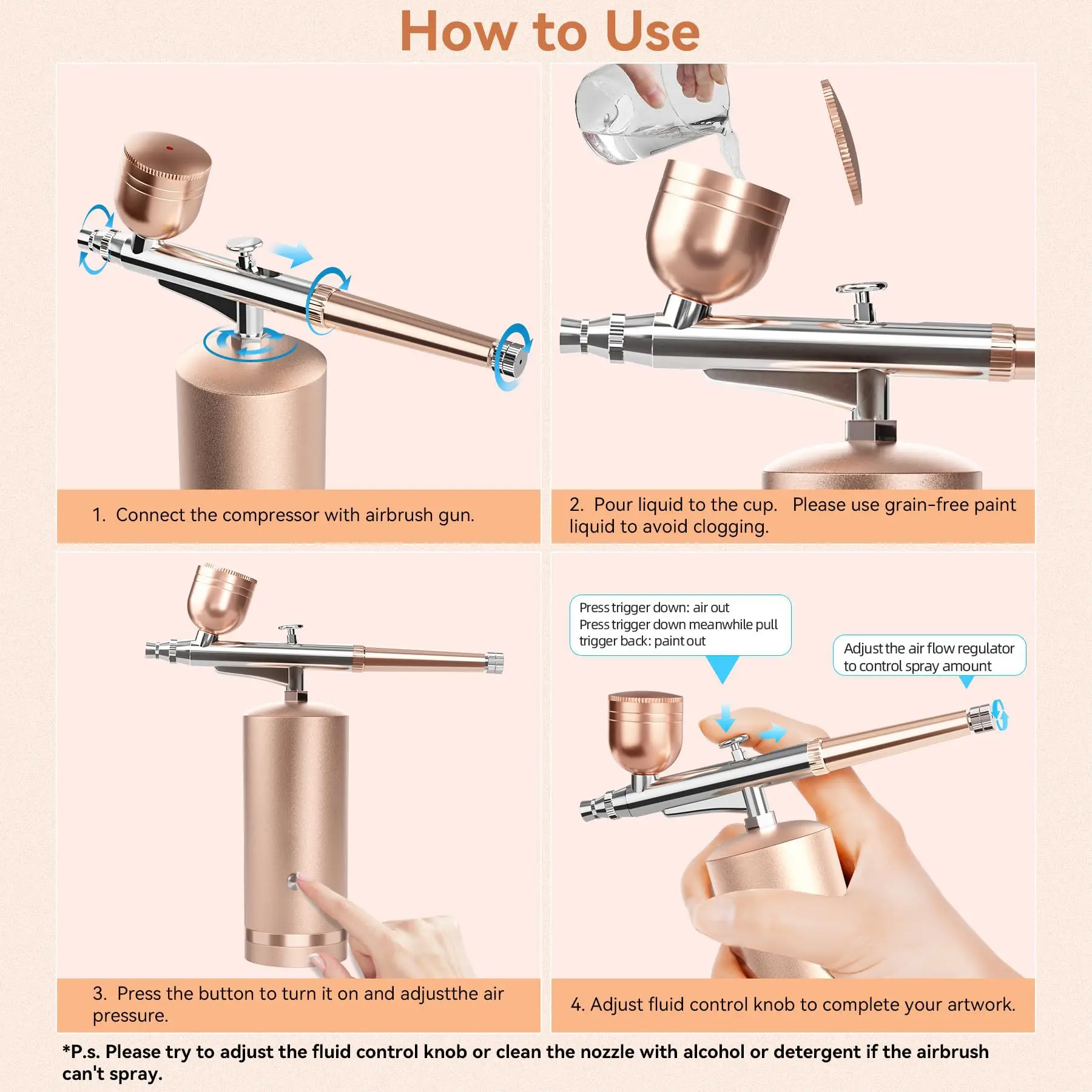 New Makeup Airbrush Compressor Machine Spray Gun Facial Airbrush Set Mini Airbrush for Make up Nail Art Paint