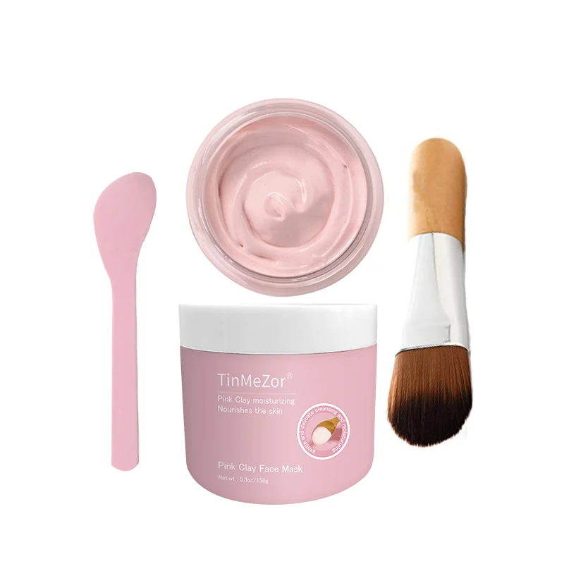 Pink Mud Mask Powder Deep Cleanse Face Skin Aloe Vera Moisturizing Glow Clay Mask