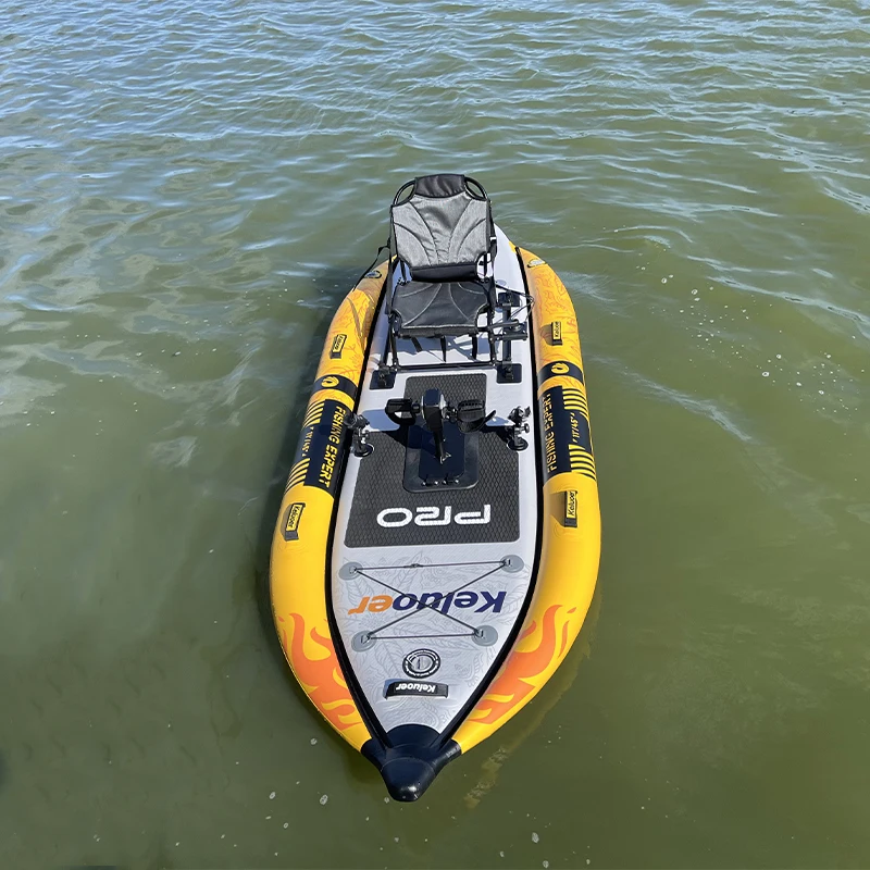 New Design Adult Fishing Surfing Canoe Rowing Boat Inflatable Pedal Kayak With Fin Drive