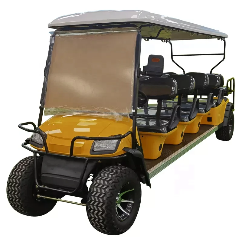 Competitive Price Excellent Design 10 Seats Yellow Color Lithium Battery Electric Golf Carts For Sightseeing buggy  car
