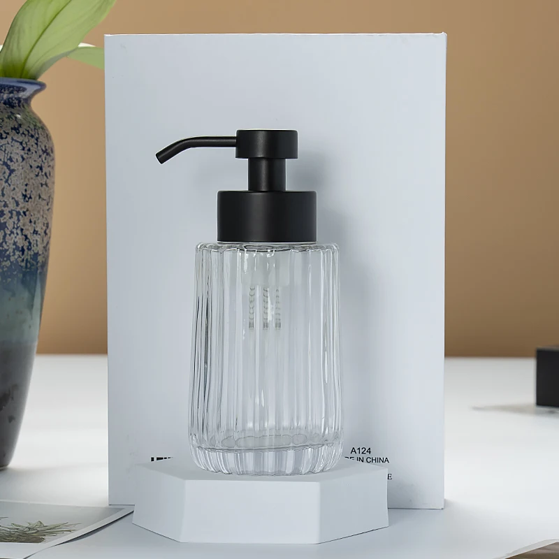 16oz Vertical stripes transparent mason jar hand sanitizer lotion shampoo soap dispenser pump with foam dispenser pump lid
