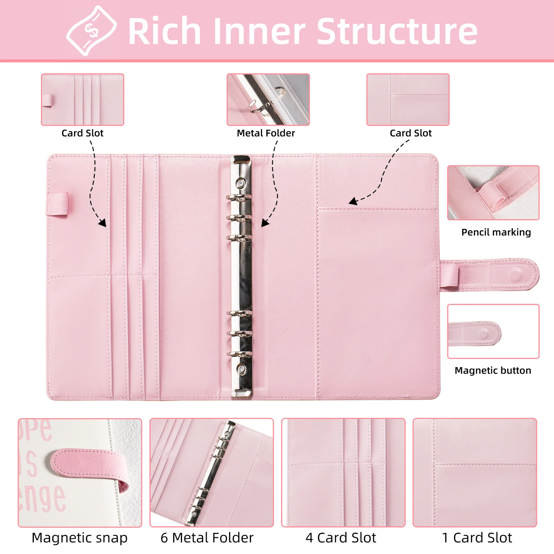 2024 Planner 100 Day Savings Challenge Binder Money Saving Challenge Ring Binder A5 Budget Binder Planner Notebook