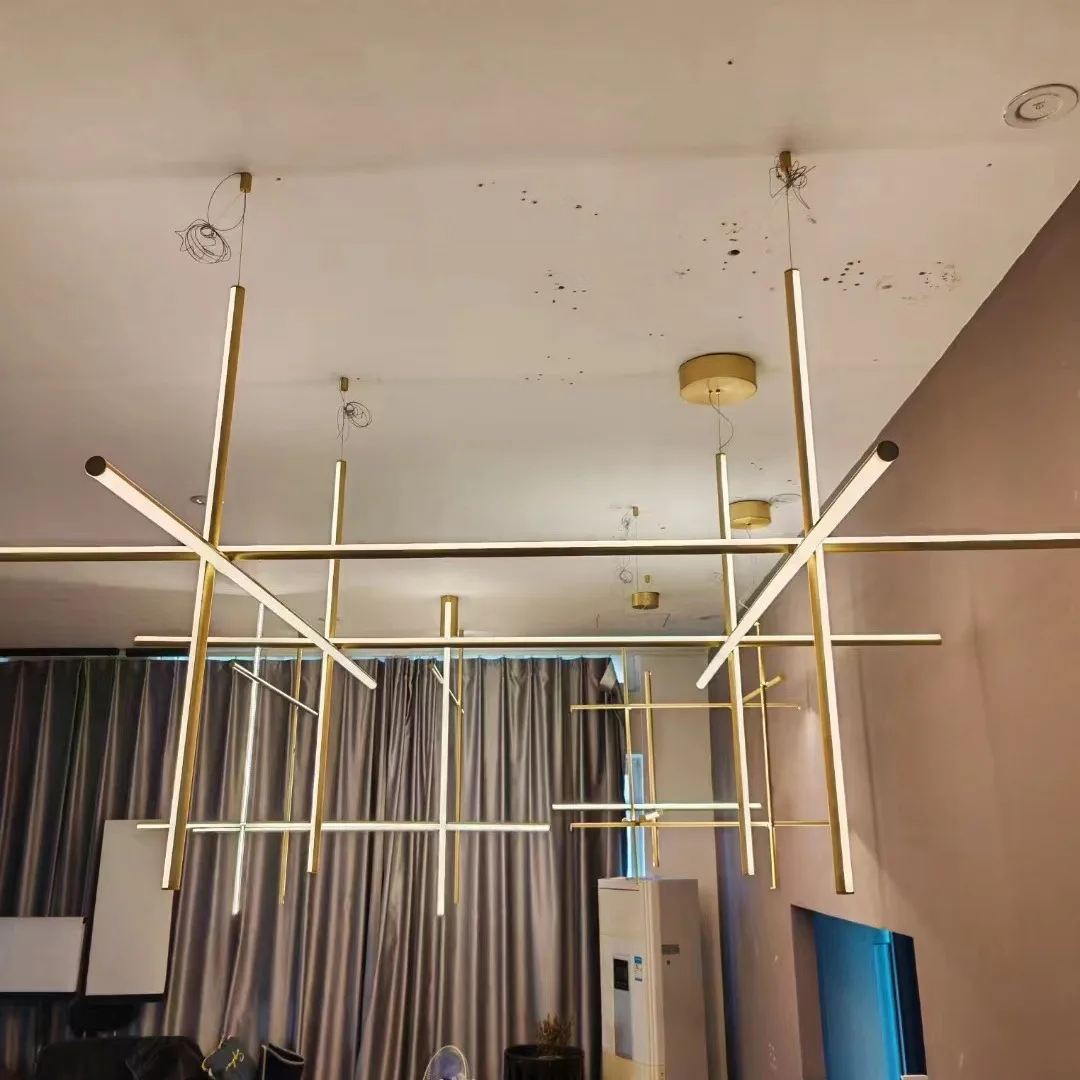 JYLIGHTING Custom Nordic Minimalist LED Pendant Light Gold Chandelier for Hotel Villa Living Room Dining Kitchen Applications