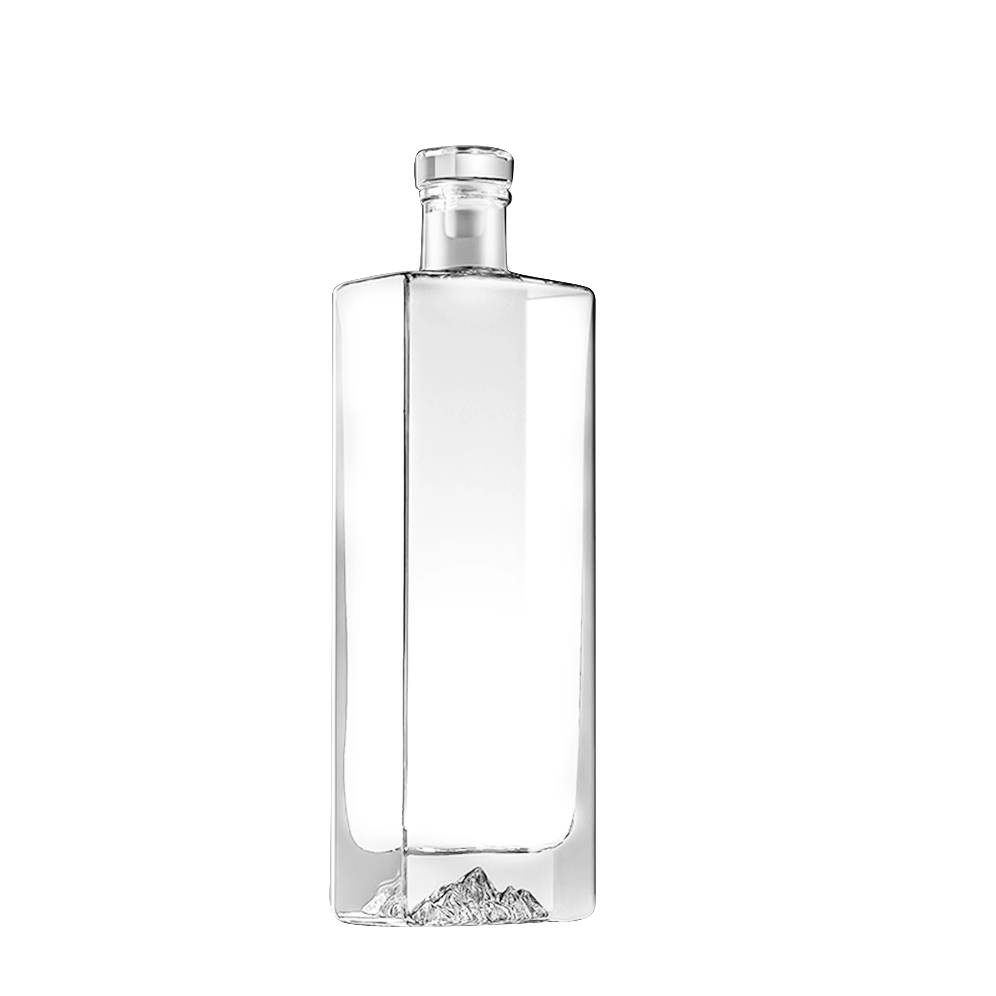 100ml 375ml 500ml 750ml custom printed clear liqueur bottle Vodka bottle with extra flint lid