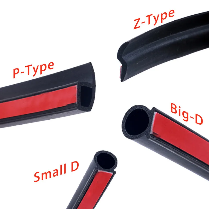 D-Shape Car Door Rubber Seal Strip,Black Automotive Weather Stripping with Self-Adhesive to Reduce Noise and Water-Leaking