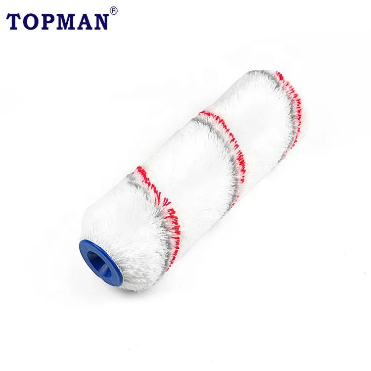 Industrial 10-Inch Acrylic Roller Brush White Red Green Stripes High Capacity Fast Complete Coverage European Interior Painting