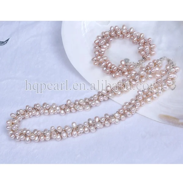 Fashion pearl jewelry freshwater pearl necklace and bracelet costume jewelry set