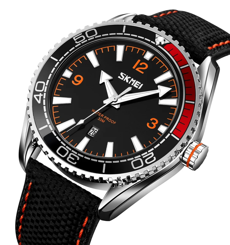 2022 luxury skmei 9291 business quartz movement watch band leather black casual watches for men