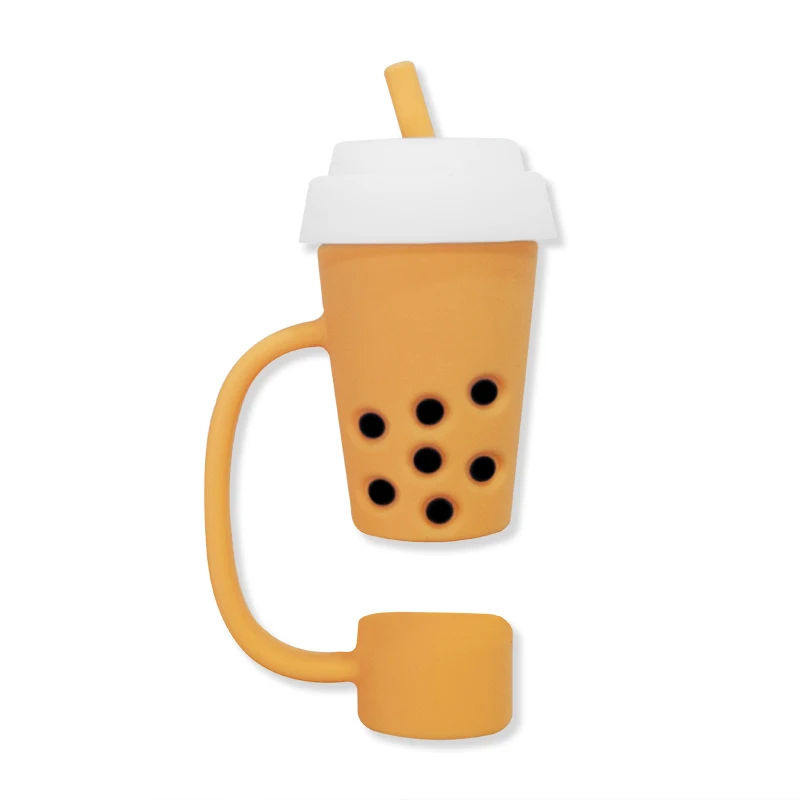 Custom Dust-proof Food Grade Silicon straw topper Boot Soft Cup silicone straw cover topper