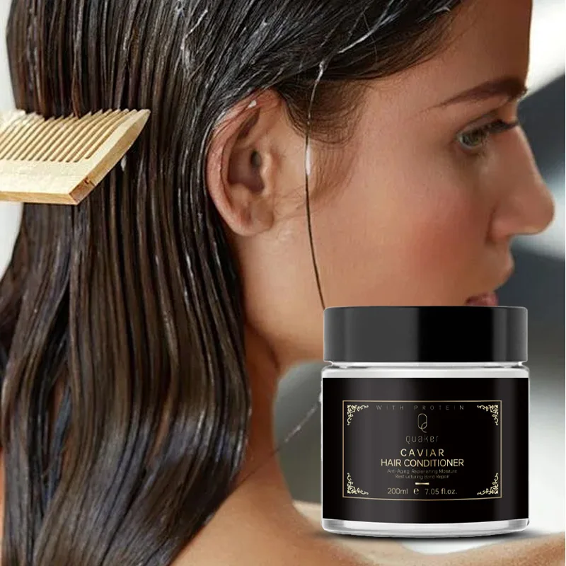 Qquaker Private Label Thin Hair Mask Black Gold Caviar Repair Anti-Aging Hair Mask Caviar Hair Treatment Masque