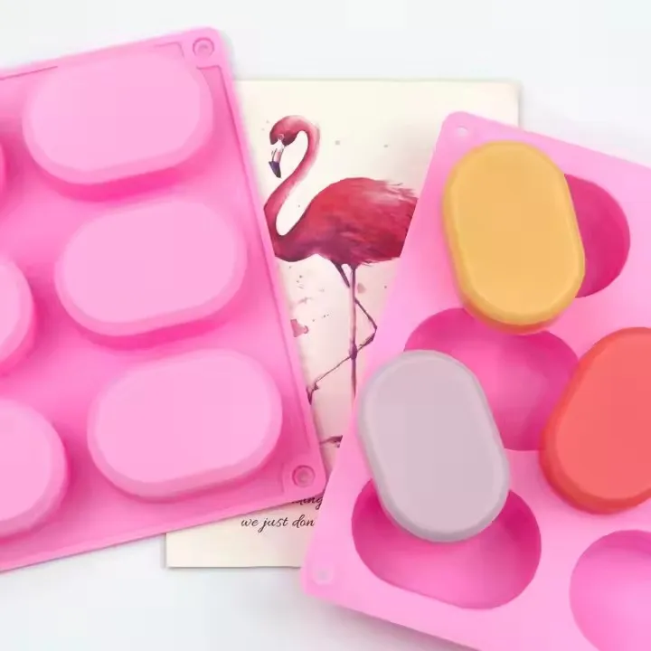 6 Cavity Small Oval Shape Silicone Soap Mold Candle Making Cake Mold Repurposed Resin Mold
