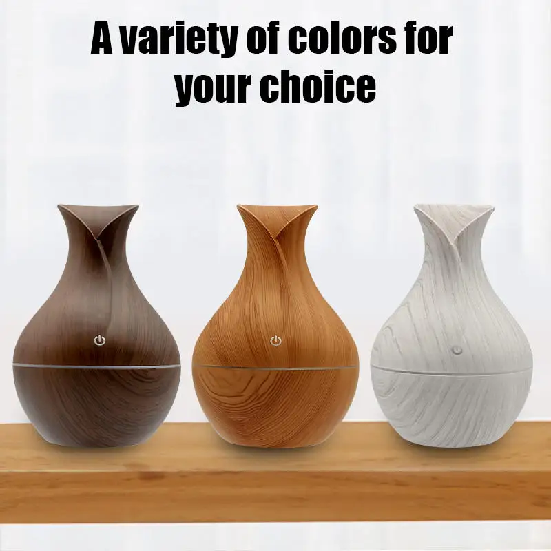 Air Innovations Portable Led Round Wood Grain 130ml Mini Humidifier Purifier Ultrasonic Aroma diffuser air humidifier