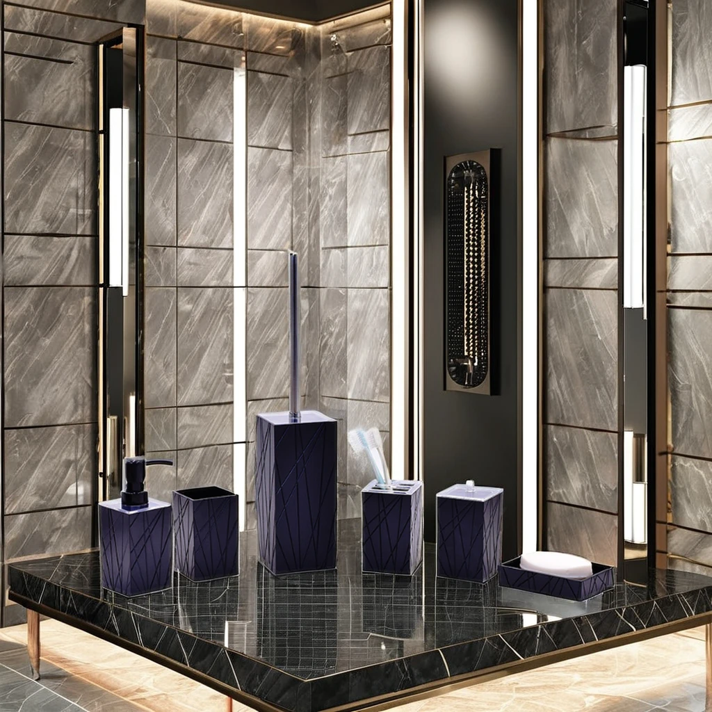 2024 Luxury OEM Designed 6-Piece Bath Accessory Set Square  Matte White Plastic Soap Dish Toothbrush Holder Boxed Home