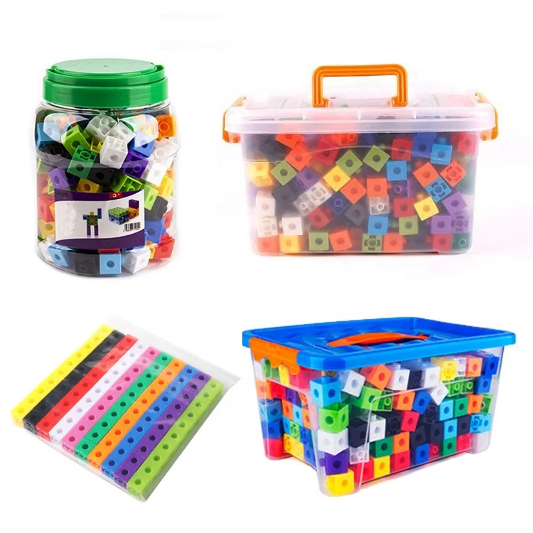 Hot Selling Kids educational DIY building ABS square math linking snap cube block toys