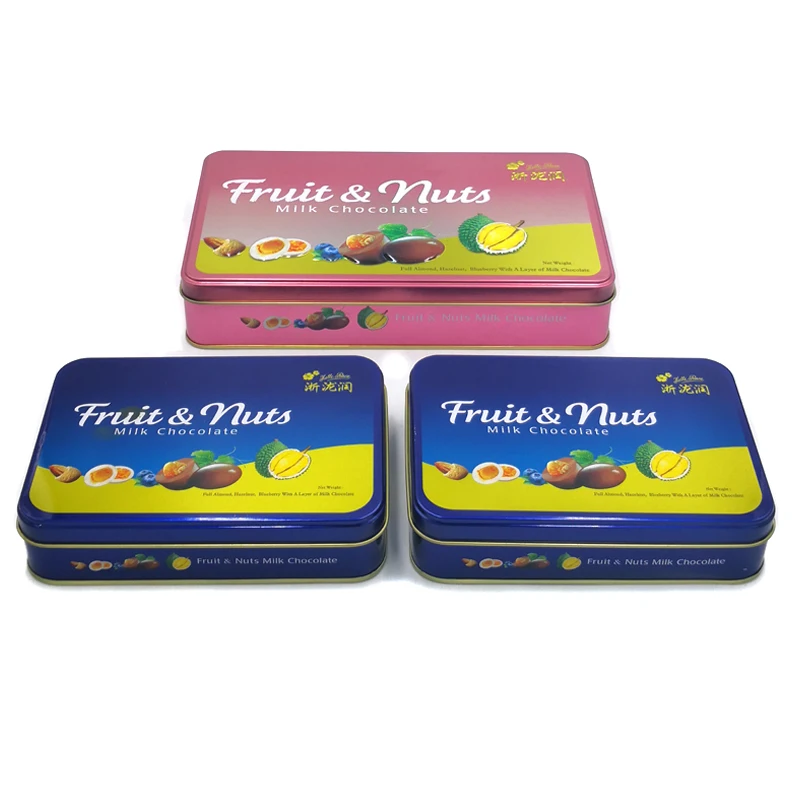 custom print CMYK rectangular card tin box , food metal tin box , cooperative price storage tin box