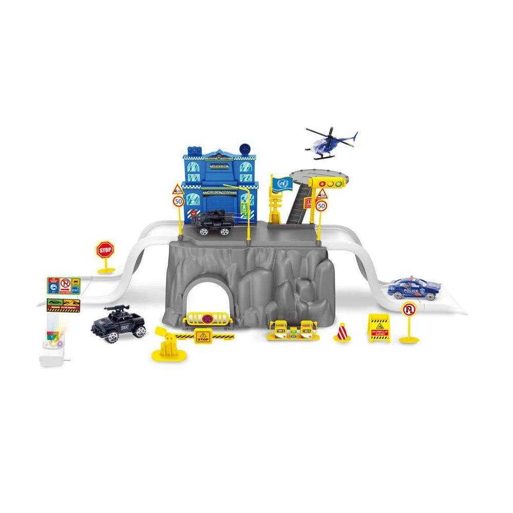 WHOLESALE ALLOY CAR PARKING LOT POLICE SET ASSEMBLE GARAGE PLAY TOYS .