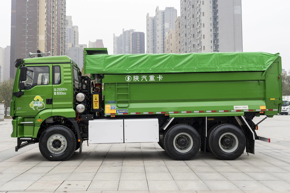 Pure electric lithium iron phosphate battery 6x4 half row 2 seats 340hp 10 wheeler 12.00r20 tyres 25 ton heavy duty dump truck