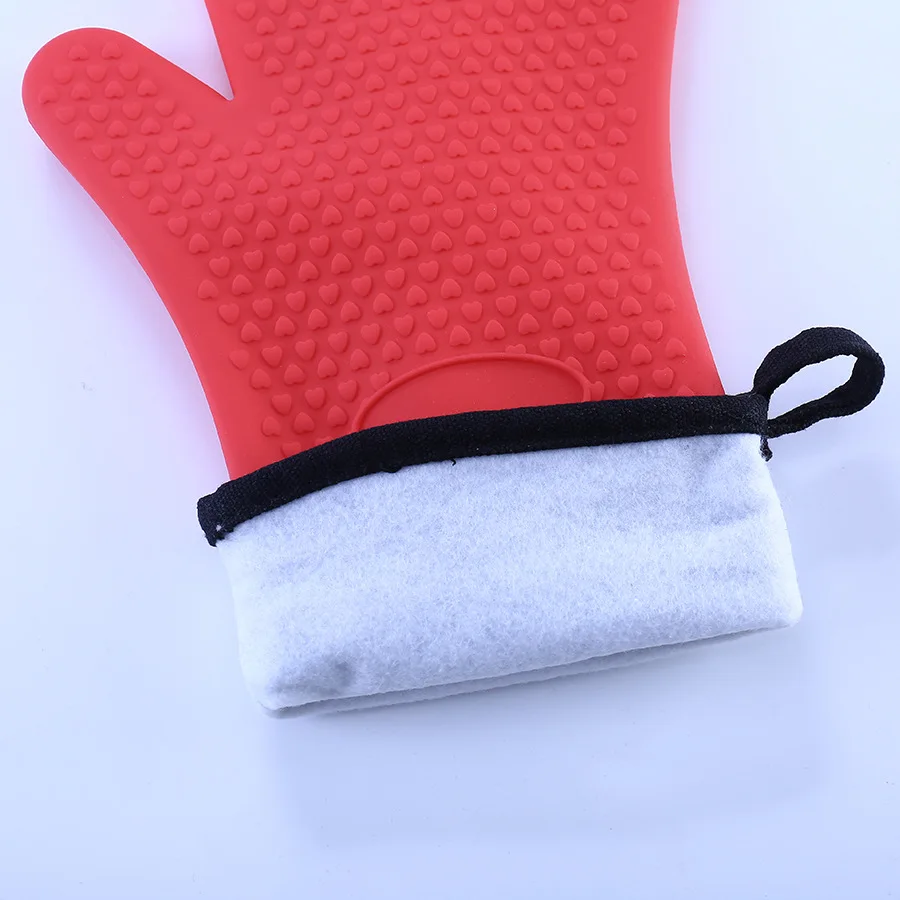 Baking and Grilling Oven Mitts Silicone and Cotton Double-layer Heat Resistant Gloves Silicone Oven BBQ Gloves
