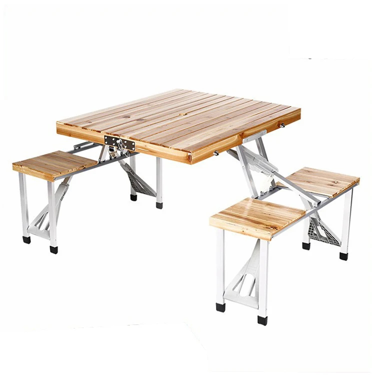 100% Test Trade Assurance Camping Folding Picnic Table And Chair Set Wooden Folding Lightweight Camping table