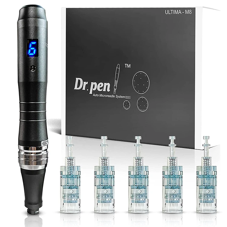 Digital 6 levels Derma Pen Professional wireless dr pen M8 DR 11 / 16 / 24 / 36 / 42 pins round nano needles electric dermapen