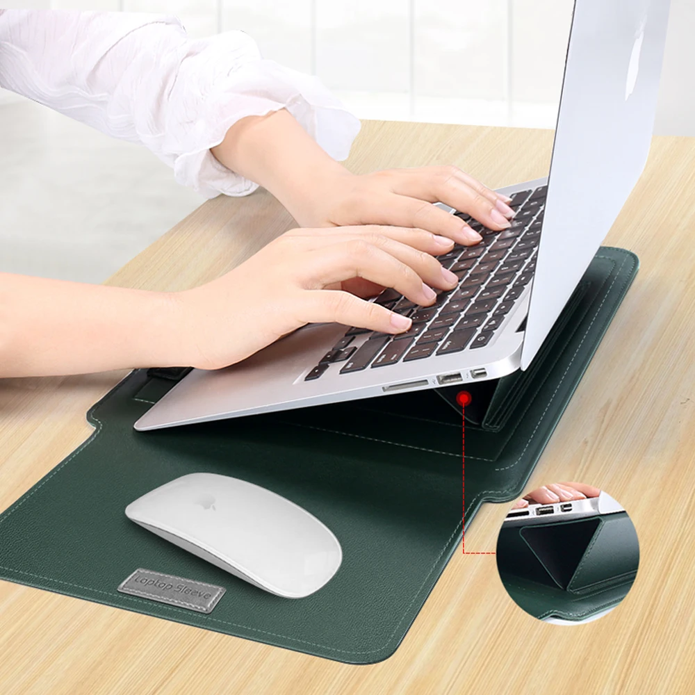 Waterproof PU Leather Computer  Sleeve Bag Air Pro M1 2021 4 in 1 Stand Holder Laptop Case Accessory Bags